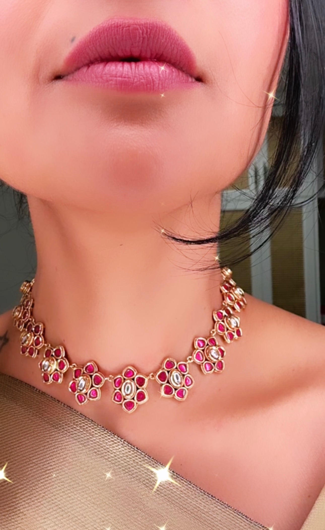 Phulkari Jeypore Collection Necklace/Choker in Kundan and Ruby